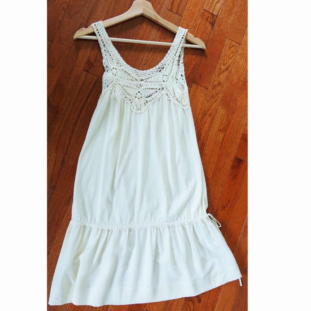 BCBG Cream Silk Crochet Summer Dress